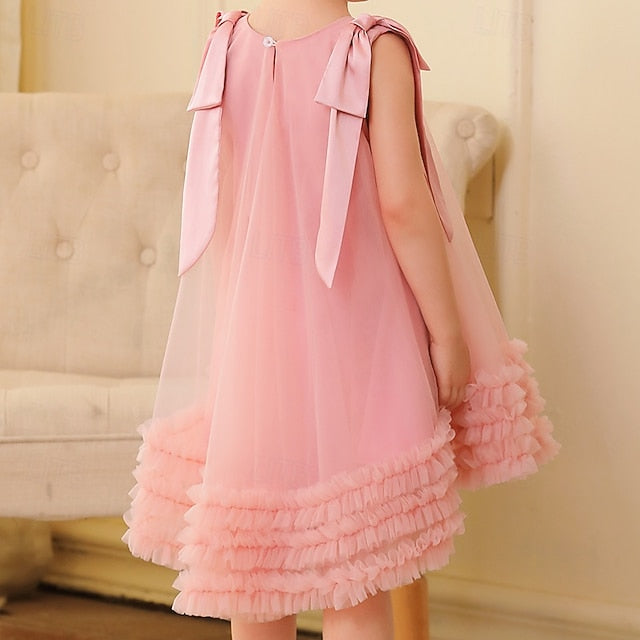 Girls' Color Sleeveless Party Dress Solid Floral Kids