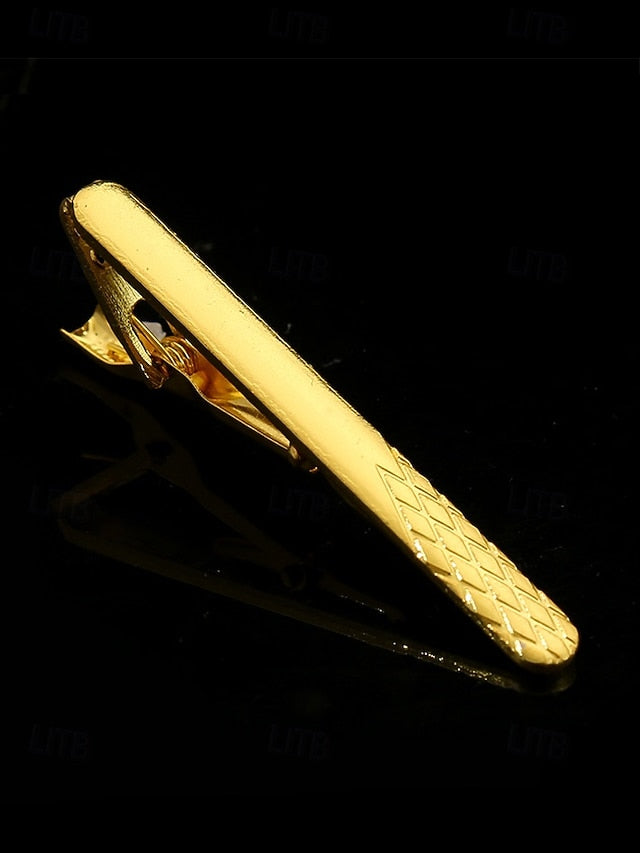 for with Design Elegant Inlay Tie Sleek Men Clip Gold Black –