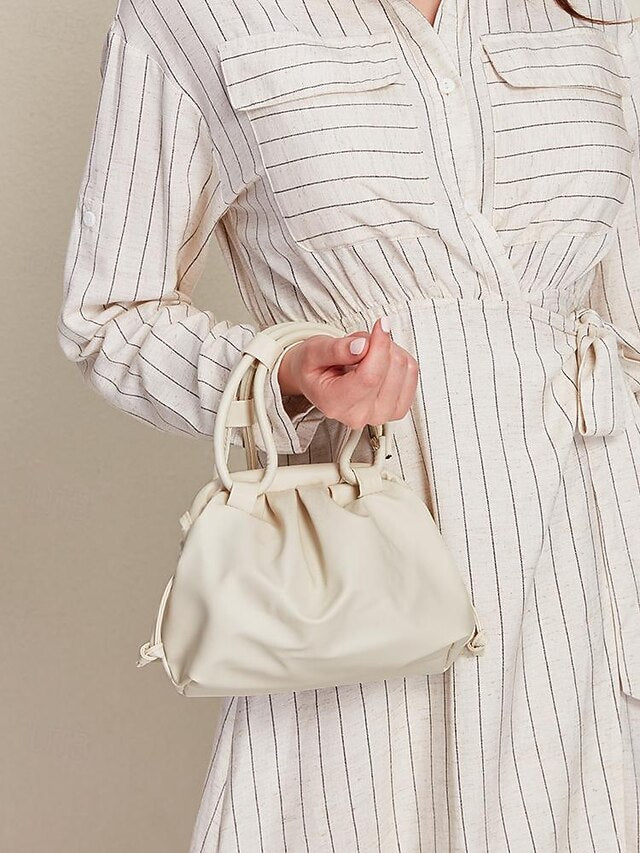 with Drawstring Handbag – Women's Closure Elegant Cream