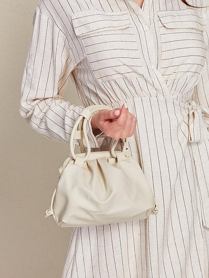 with Drawstring Handbag – Women's Closure Elegant Cream