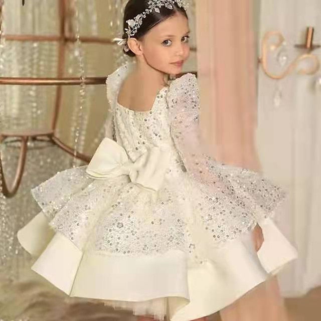 Flower Kids Sequin Dress Long Girls' Girl Party