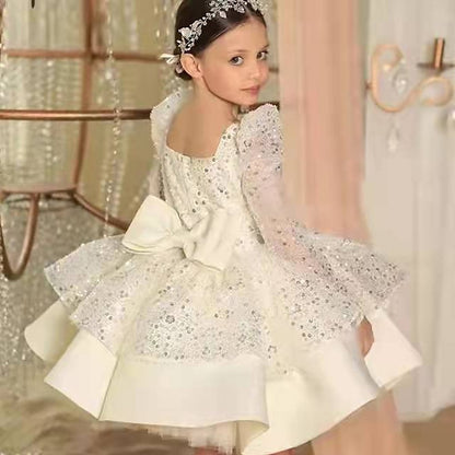 Flower Kids Sequin Dress Long Girls' Girl Party