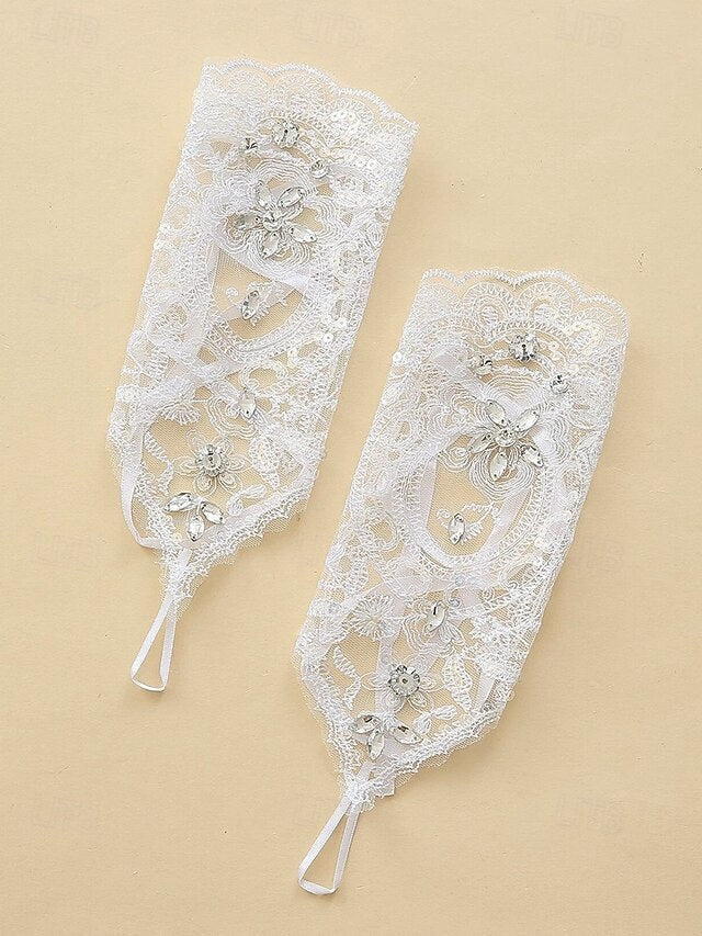 Lace with Accessories – Gloves Wedding Pearls Bridal Elegant