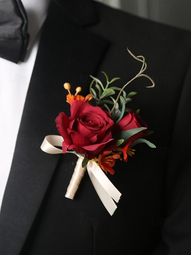 Corsage and Elegant Boutonniere – Artificial Wedding Wrist