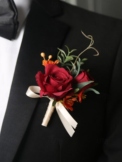 Corsage and Elegant Boutonniere – Artificial Wedding Wrist