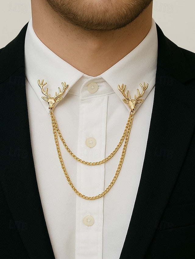 Collar Christmas Alloy – Pins Reindeer Elegant Men's