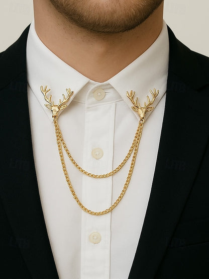 Collar Christmas Alloy – Pins Reindeer Elegant Men's