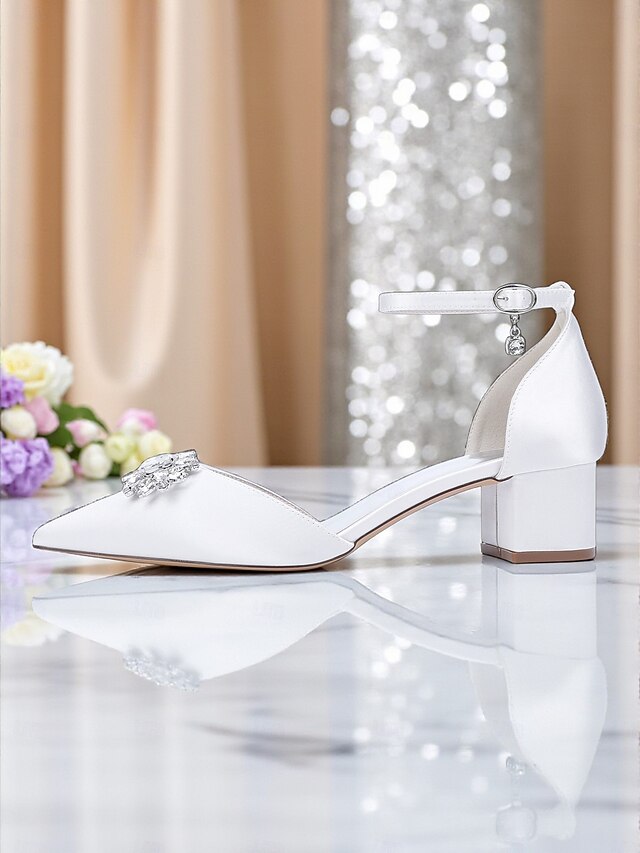 Burgundy Women's Heel with Satin Wedding Shoes Block