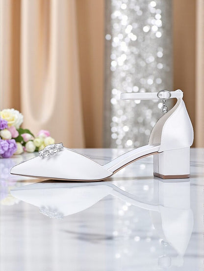 Burgundy Women's Heel with Satin Wedding Shoes Block