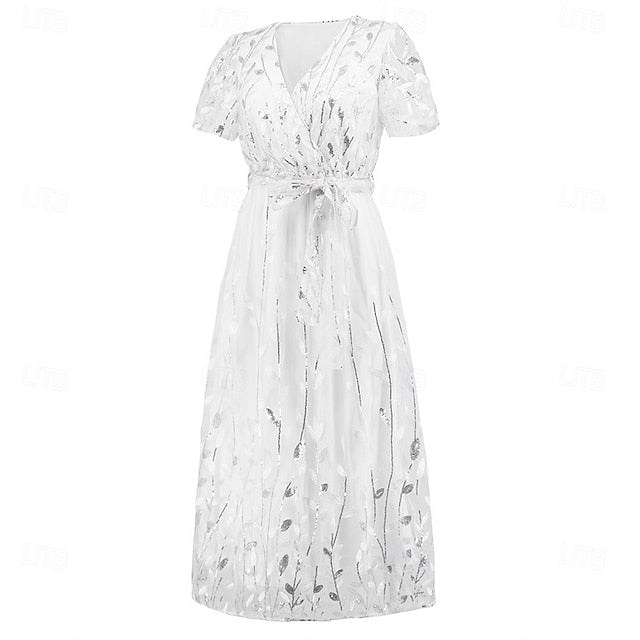 Mother Neck Elegant V Bride the A-Line Dress Sequin of