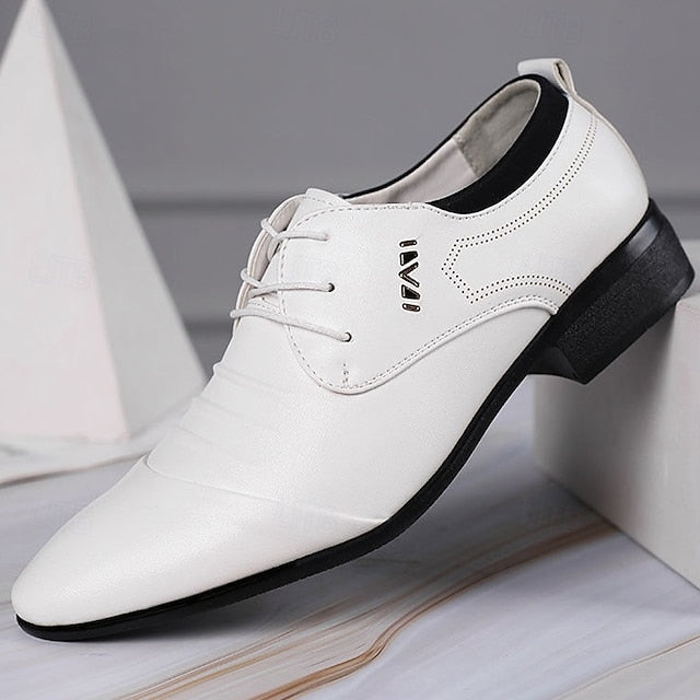 - Lace-Up Shoes Formal White for Elegant Men's