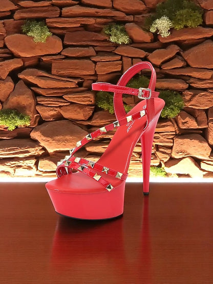 Heels Studded Women's Straps with Platform Stiletto