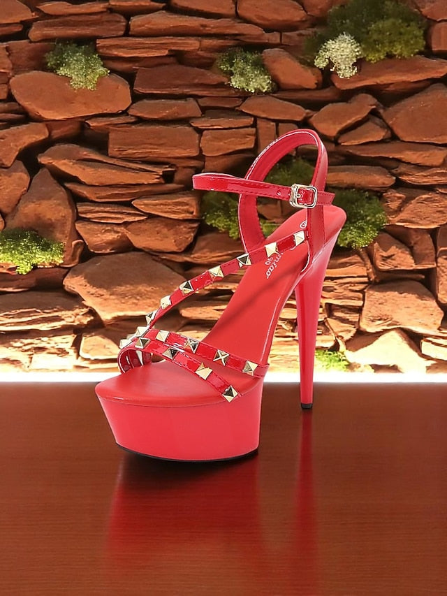 Studded Platform Straps Stiletto with Heels Women's