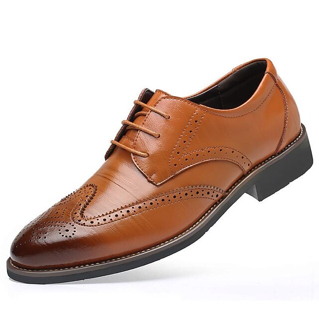 Brogue Shoes with Classic Men's Blue Faux Oxford Leather