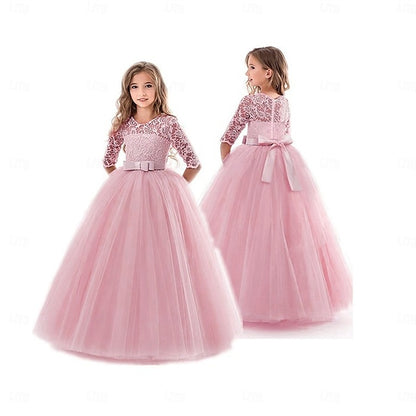 Girls' Dress Solid Flower Kids Colored Girl Wedding
