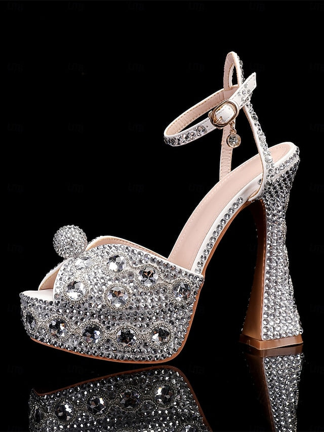 Crystal-Embellished Platform Sandals with Women's Glamorous