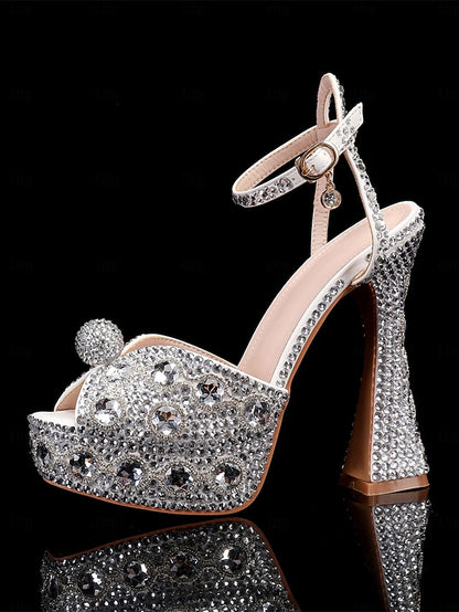 Crystal-Embellished Platform Sandals with Women's Glamorous