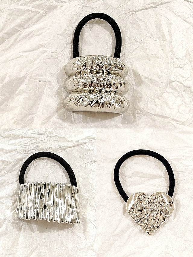 Women's Hair Elastic Scrunchies Band Tone - with Gold