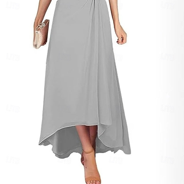Mother Neck Dress Simple Bride the V of Elegant A-Line