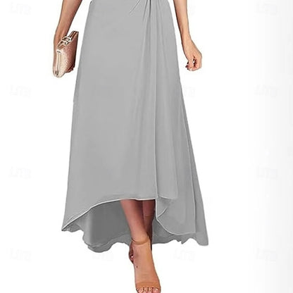 Mother Neck Dress Simple Bride the V of Elegant A-Line