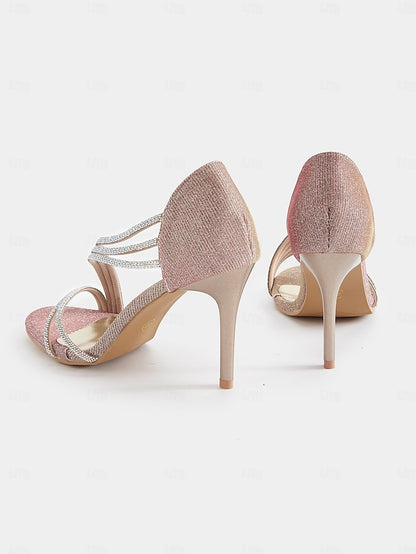 Women Strappy for Crystal Sandals – Rhinestone Heel High