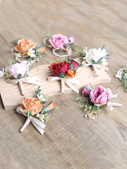 Corsage and Elegant Boutonniere – Artificial Wedding Wrist