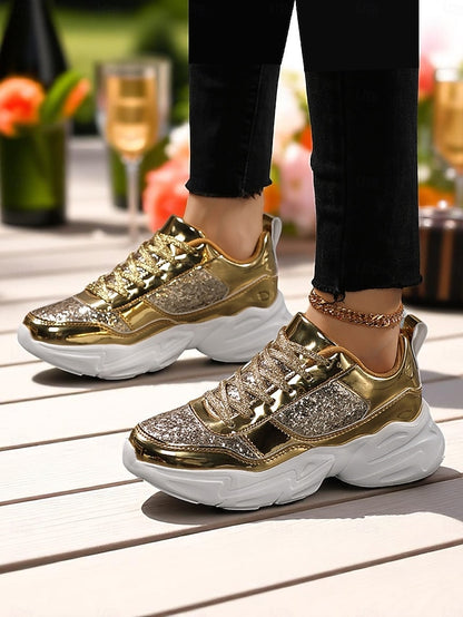 Sneakers Metallic Glitter Chunky Women's Platform with