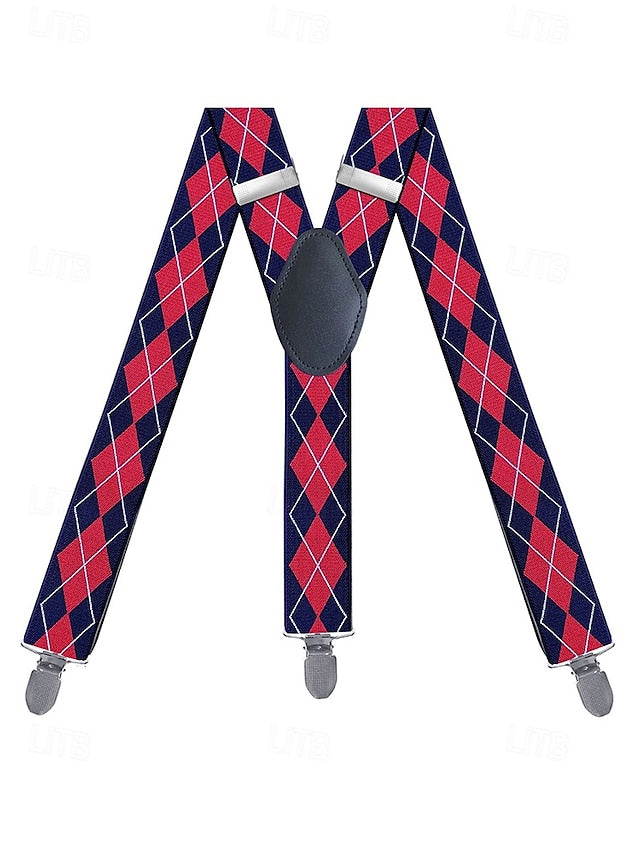 Men's Clip-On Classic Suspenders Pattern Argyle –