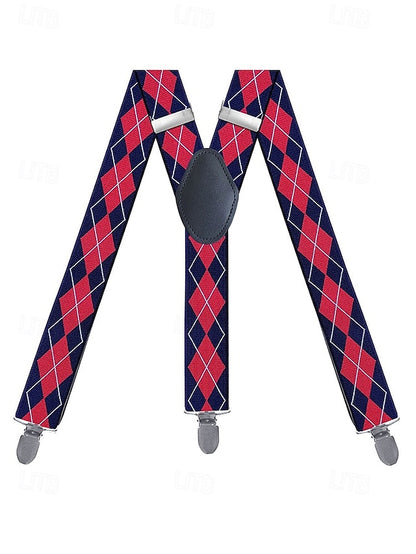 Men's Clip-On Classic Suspenders Pattern Argyle –