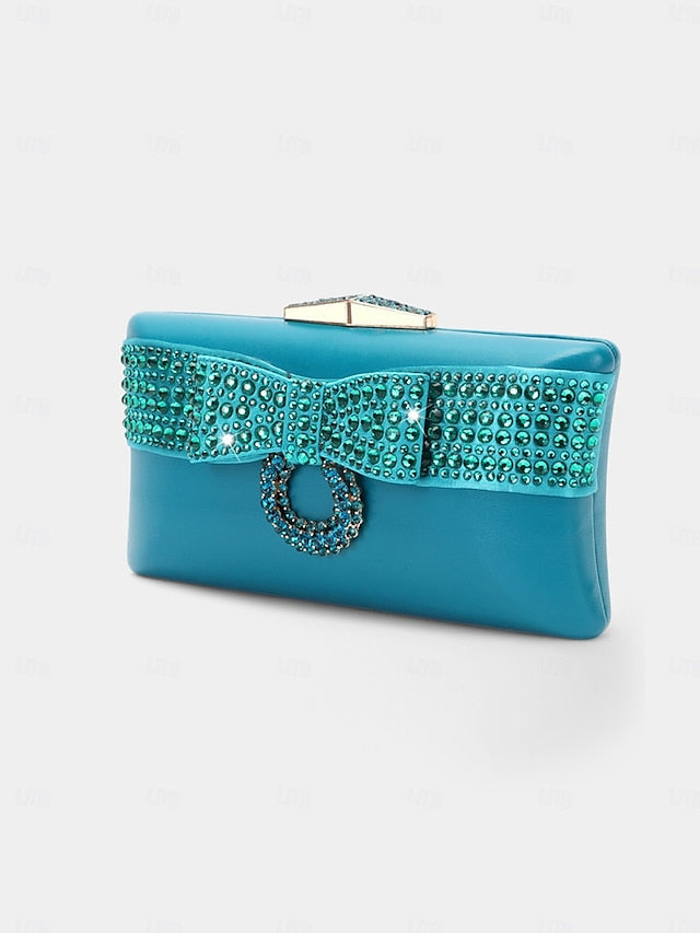 Clutch Matching with Gold Bow – Sandals Rhinestone Flat