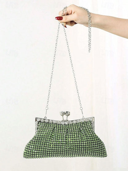 Vintage Purse – Clutch Rhinestone Women's Green Sage