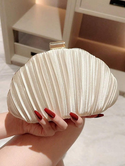 Purse Pleated Shell Evening Satin Clutch Women's