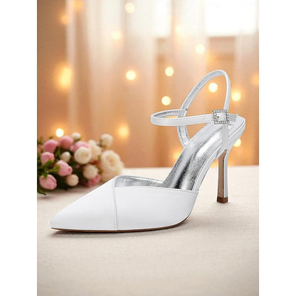 - Heels Green Satin Strap Women's Stiletto with Ankle