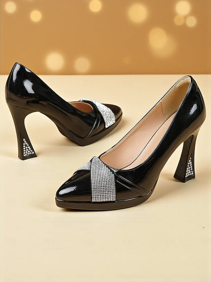 Burgundy Heels Patent with Pointed Women's Leather Toe