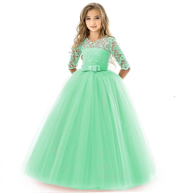 Girls' Dress Solid Flower Kids Colored Girl Wedding