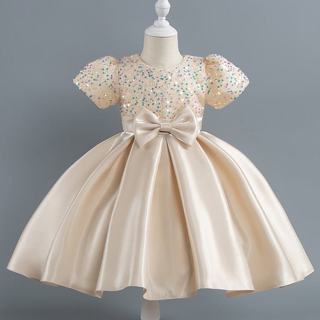 Wedding Short Sleeve Sequin Girls' Dress Toddler Party