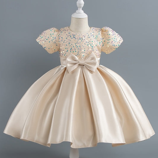 Wedding Short Sleeve Sequin Girls' Dress Toddler Party