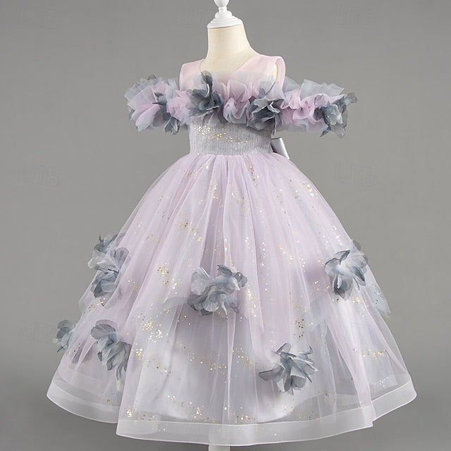 Wedding Flower Short Sleeve Girls' Party Special Kids Dress