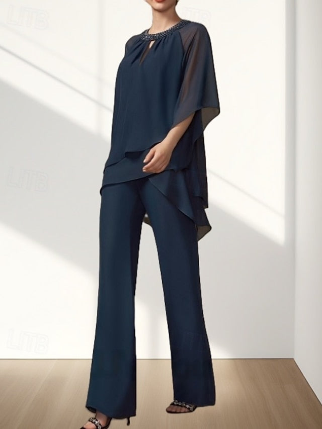 Bride Mother of Dress Piece Guest Wedding the Two Pantsuit