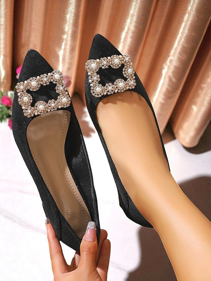 Pearl Glitter Purple Toe and Women's Flats Pointed with