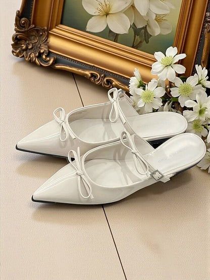 Rhinestone Black Women's Pointed Flats with Toe