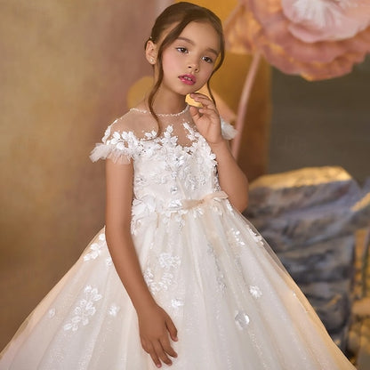 Girls' Communion Kids Party Flower Dress First Girl