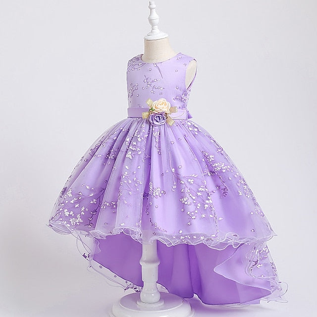 Dress Kids Sleeveless Solid Colored Floral Girls' Wedding