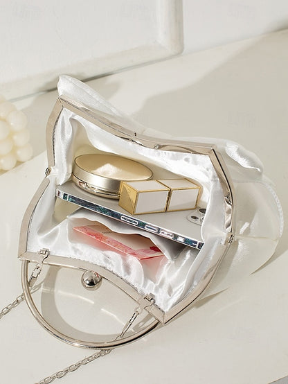 Elegant Bag Women's – Pearl Bow Satin Evening Clutch