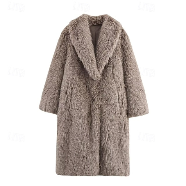 Pocket Warm Coat Comfortable Fur Faux Women's Buttons