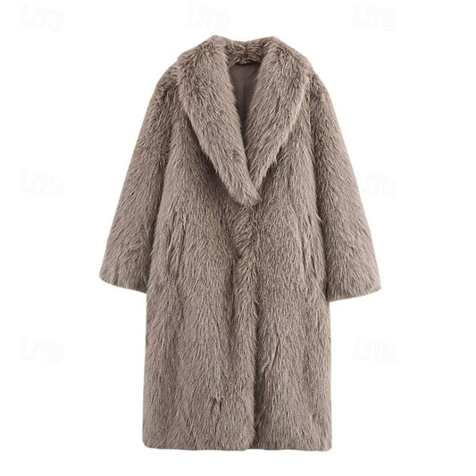 Pocket Warm Coat Comfortable Fur Faux Women's Buttons