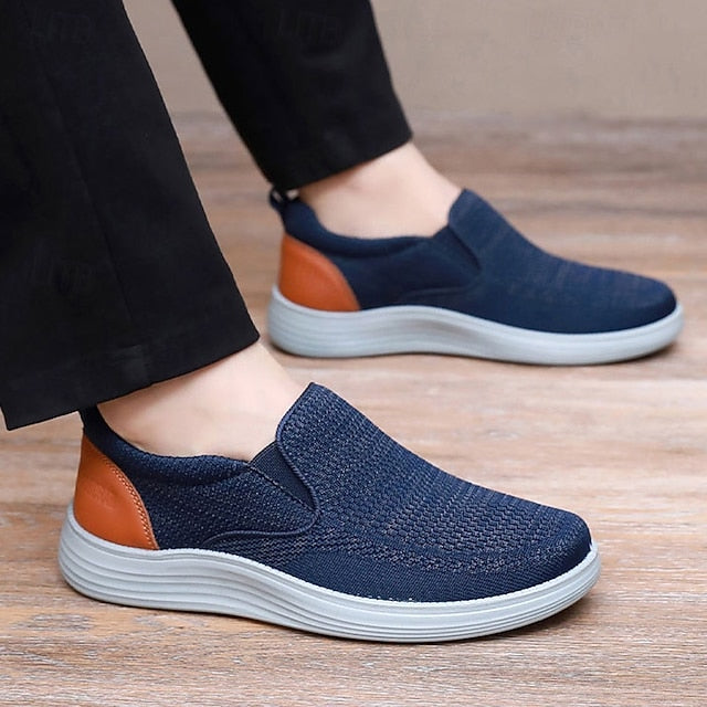 Slip-On Navy – Stretch Breathable Men's Knit Sneakers