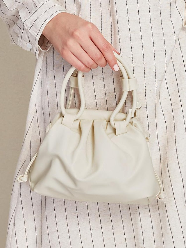 with Drawstring Handbag – Women's Closure Elegant Cream