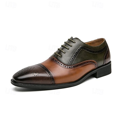 Brown Wingtip and – Black Men's Oxford Shoes Leather Faux