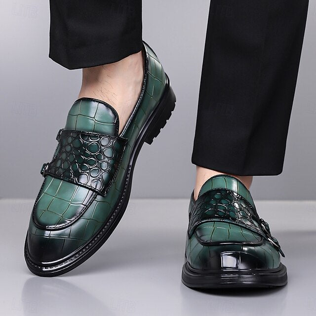 Crocodile with Men's Brown Pattern Leather – Faux Loafers